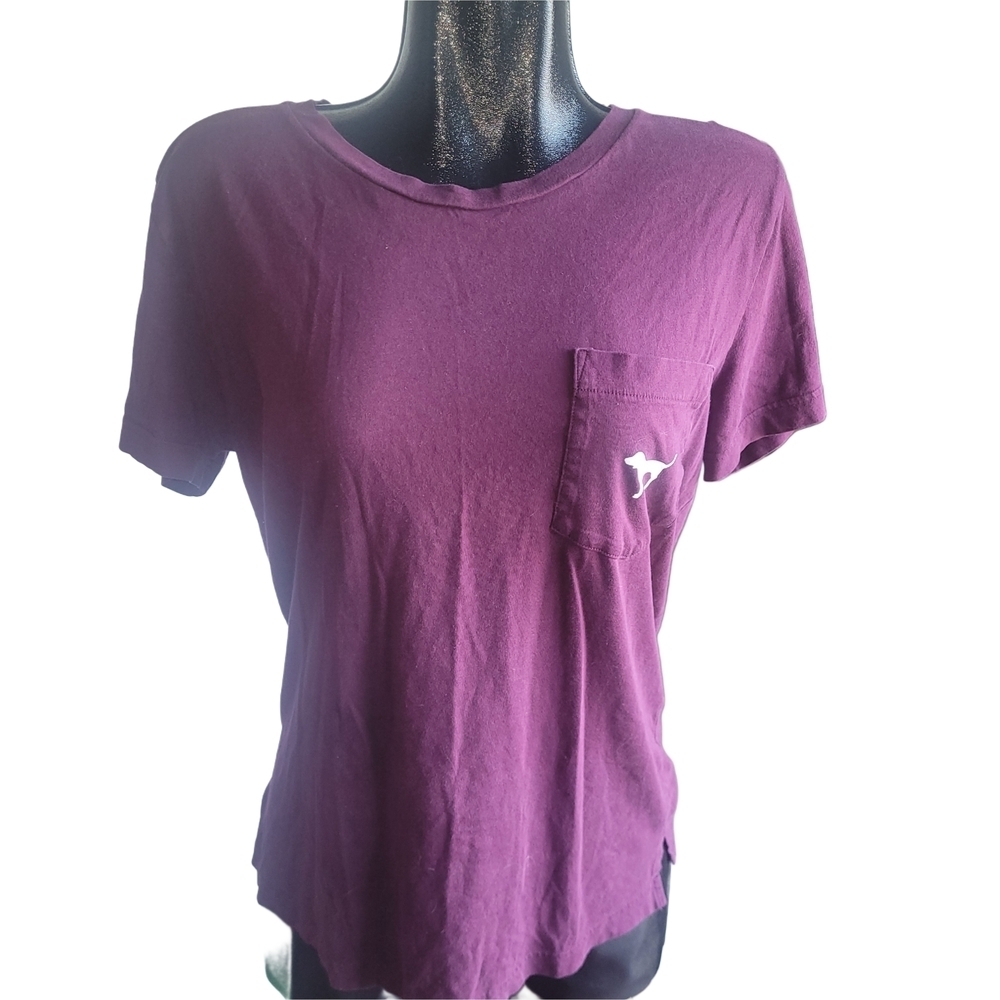 Pink Victoria Secret Burgundy T-Shirt with Pocket S